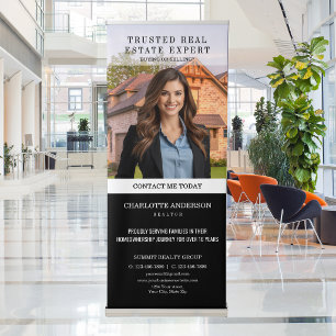 Modern Black Photo Real Estate Agent Business Retractable Banner
