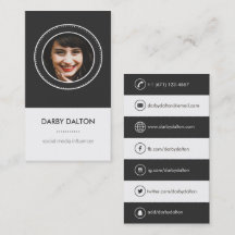 Modern Black Photo Social Media Business Card