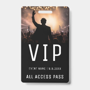 Modern Black Photo VIP All Access Pass Event ID Badge