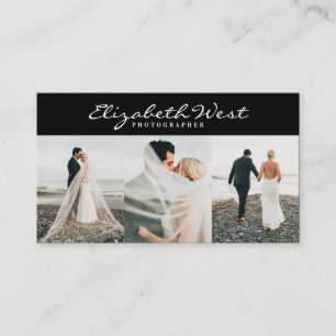 Modern black photography trendy photo calligraphy business card