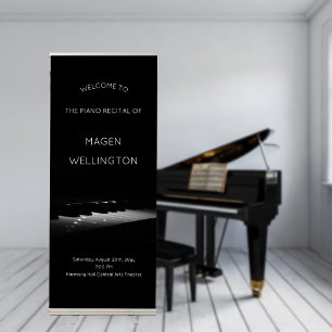 Modern Black Piano Recital Welcome Retractable Banner
