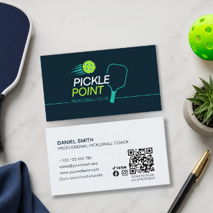 Modern Black Pickleball Coach Instructor Club  Business Card