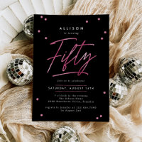 Modern Black Pink Calligraphy 50th Birthday