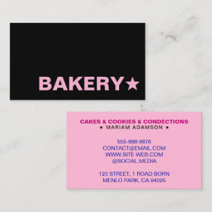 Modern Black & Pink Colour Customisable Bakery Business Card