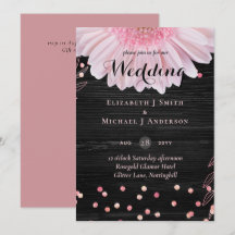 Modern Black Pink Daisy Wedding
