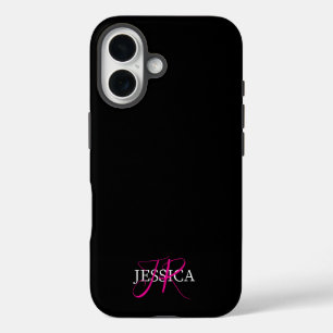 Modern Black Pink Feminine Script iPhone 16 Case