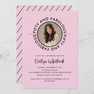 Modern Black Pink Fifty and Fabulous Party Invitation