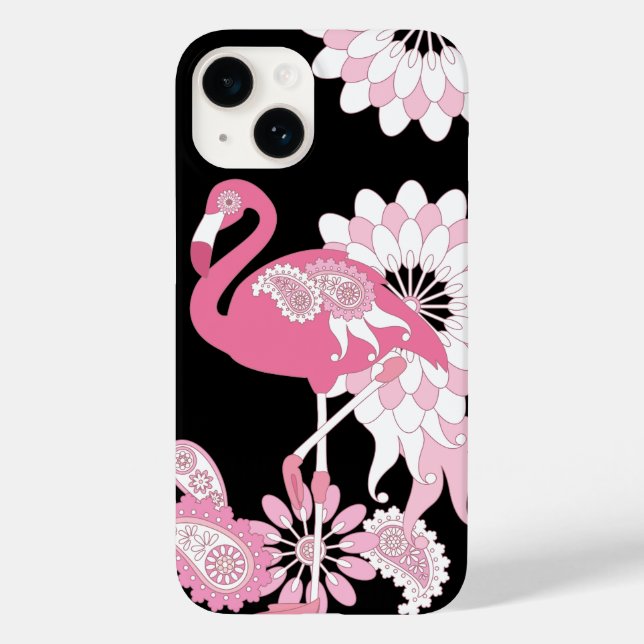 Modern Black Pink Flamingo Case-Mate iPhone Case (Back)