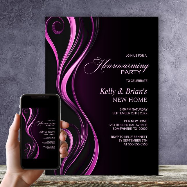 Modern Black Pink Housewarming Party Invitation (Creator Uploaded)