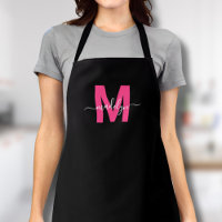 Modern Black Pink Monogram Initial Name