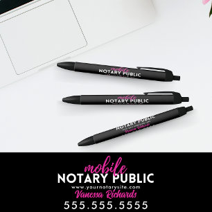 Modern Black & Pink Notary Public Promotional  Ink Pen
