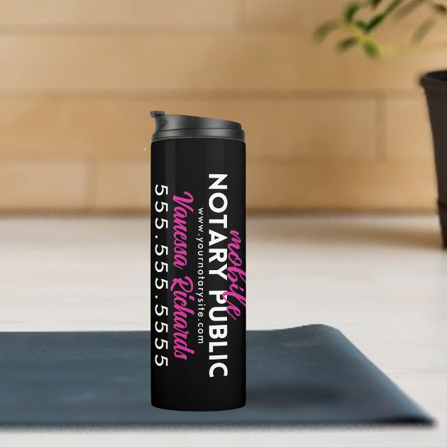 Modern Black & Pink Notary Public Promotional  Thermal Tumbler (Creator Uploaded)