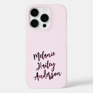 Modern Black Pink Personalised Monogram Name  Case