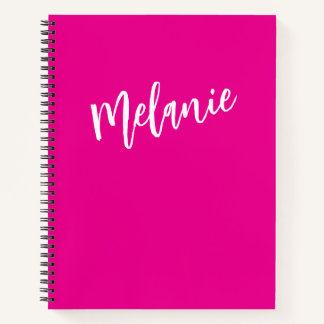 Modern Black Pink Personalised Monogram Name  Notebook