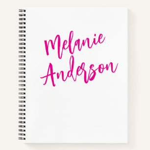 Modern Black Pink Personalised Monogram Name Notebook