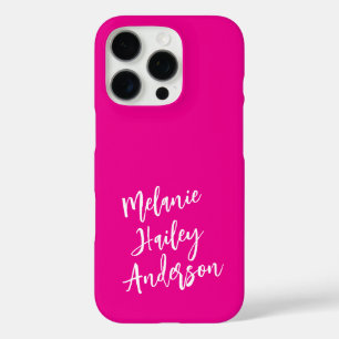 Modern Black Pink Personalized Monogram Name iPhone 16 Pro Case