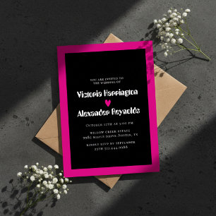 Modern Black & Pink Wedding Invitation