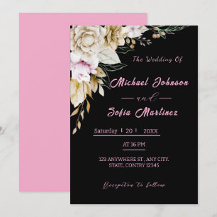 Modern Black & Pink Wedding Invite   Chic Love