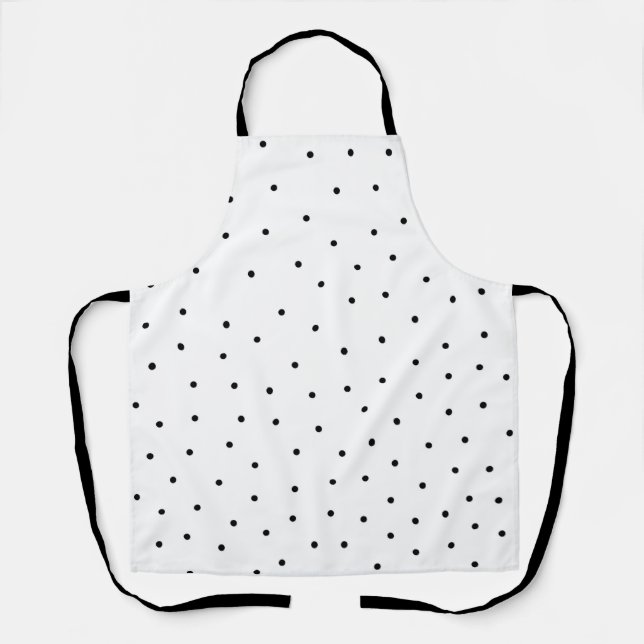 Modern Black Polka Dot Kitchen Apron (Front)