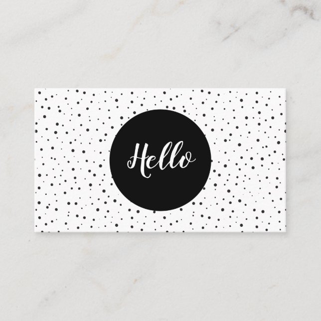 Modern Black Polkadots Business Card (Front)