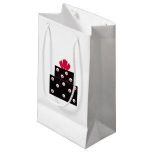 Modern Black Present With Bow Small Gift Bag