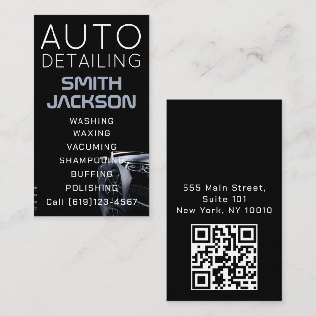 Modern Black Pressure Washing Mobile Car Wash Business Card (Front/Back)