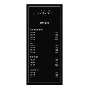 Modern Black Price List Hairstylist Service Menu