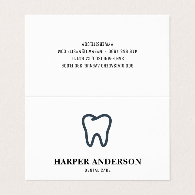 Modern Black Professional Dental Care Business Card (Outside Unfolded)