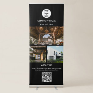 Modern Black Professional Logo Business 3 Photos Retractable Banner
