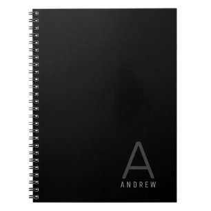 Modern Black Professional Minimal Personalised Notebook