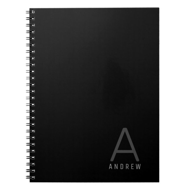 Modern Black Professional Minimal Personalised Notebook (Front)