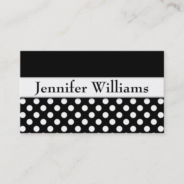Modern Black Professional Polka Dot Business Card (Front)