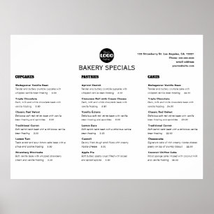 Modern Black Professional Restaurant Logo Menu Poster