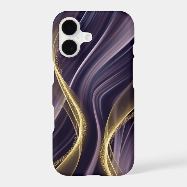 Modern Black Purple Gold Marble Alcohol Ink (Back)