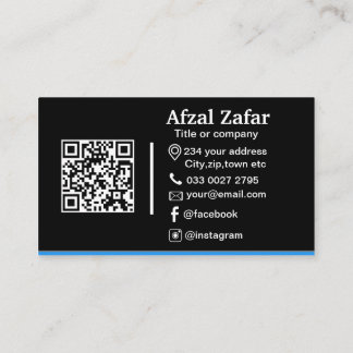 Modern black  qr code and business logo business card
