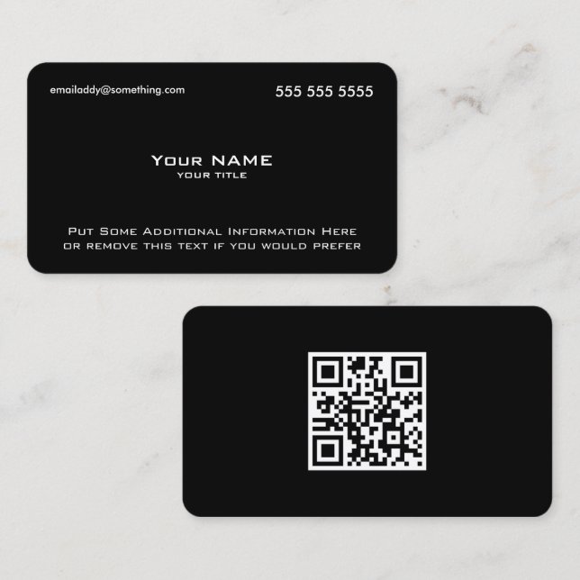 Modern Black QR Code Business Card (Front/Back)