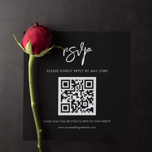 Modern black QR code RSVP response Enclosure Card (Creator Uploaded)