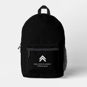 Modern Black Realtor Marketing Branding Style Printed Backpack