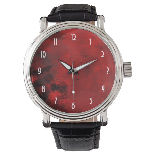 Modern Black & Red Abstract - Creative & Artistic Watch (Front)