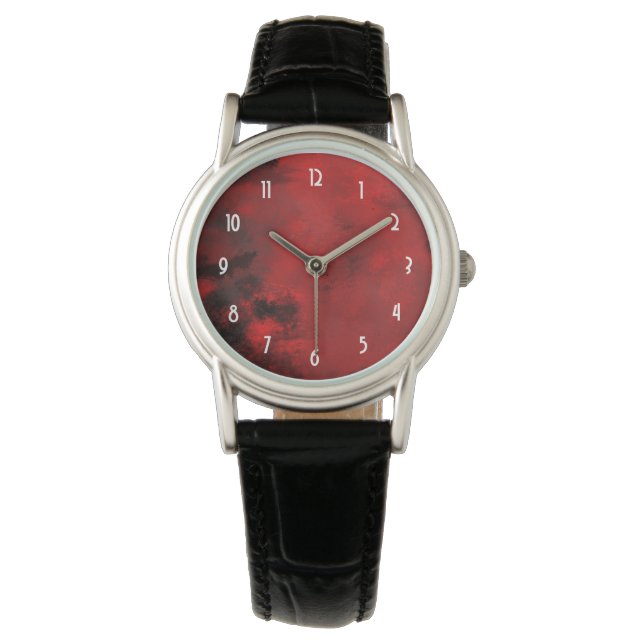Modern Black & Red Abstract - Creative & Artistic Watch (Front)