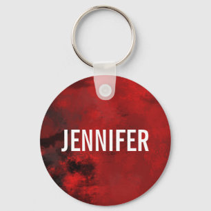 Modern Black & Red Abstract - Dark Mysterious Key Ring