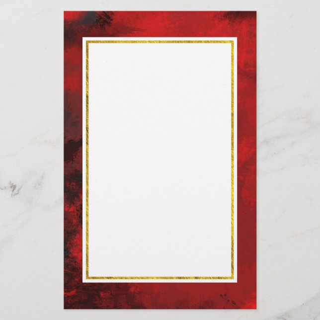 Modern Black & Red Abstract - Dark Mysterious Stationery (Front)