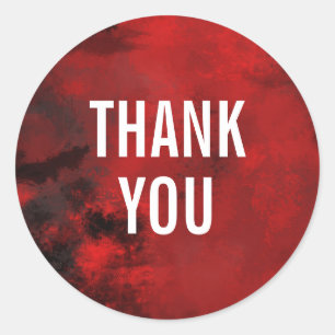 Modern Black & Red Abstract - Thank You Classic Round Sticker
