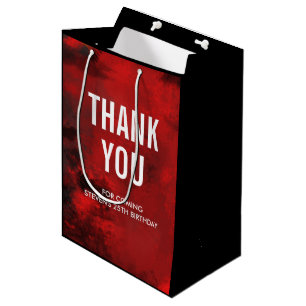 Modern Black & Red Abstract - Thank You Medium Gift Bag