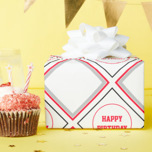 Modern Black Red And White Wrapping Paper