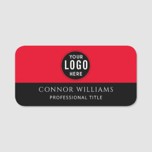 Modern Black Red Business Logo Name Tag