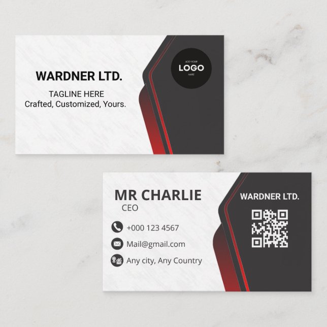 Modern Black Red Corporate Gradient Professional  Business Card (Front/Back)