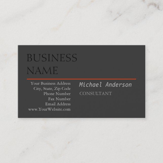 Modern Black Red Grey Manager Business Card (Front)