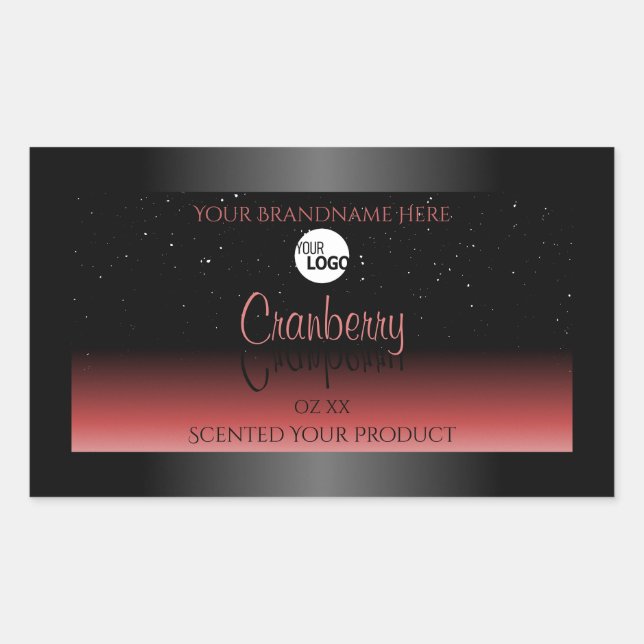 Modern Black Red Ombre Glitter Product Labels Logo (Front)