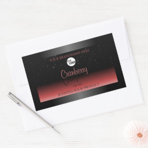 Modern Black Red Ombre Glitter Product Labels Logo